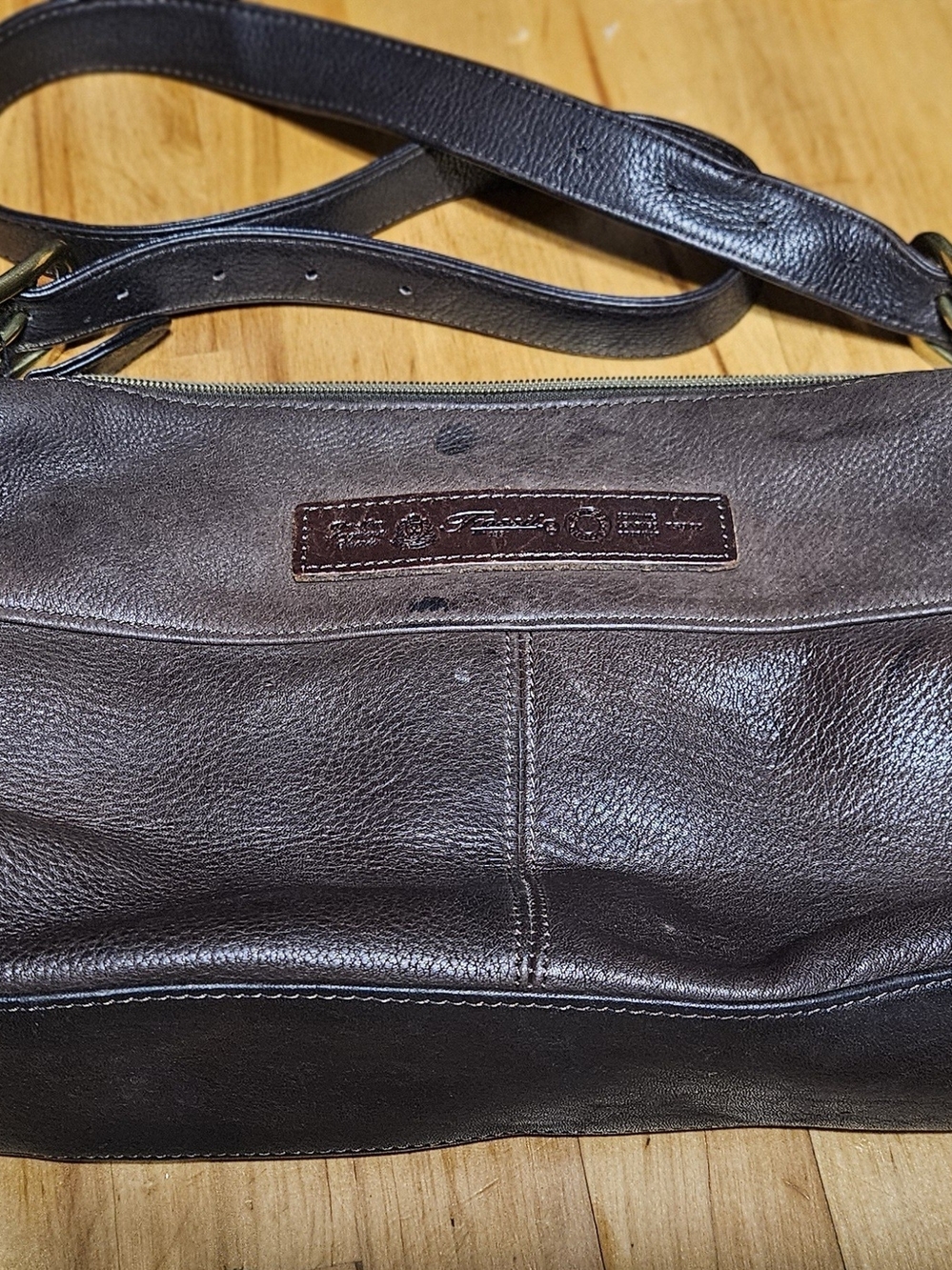 Vintage Fossil Pebbled Leather Crossbody Bag in Dark Brown - Unbranded